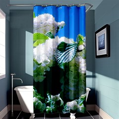 Blue Snowball Branch Shower Curtain 36  X 72  (stall)  by okhismakingart