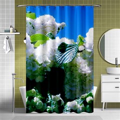 Blue Snowball Branch Shower Curtain 48  X 72  (small)  by okhismakingart