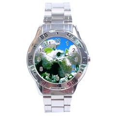 Blue Snowball Branch Stainless Steel Analogue Watch by okhismakingart