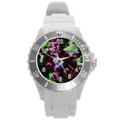 Galaxy Tulip Round Plastic Sport Watch (l) by okhismakingart