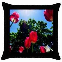 Skyward Tulips Throw Pillow Case (black) by okhismakingart