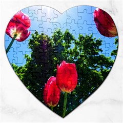 Skyward Tulips Jigsaw Puzzle (heart) by okhismakingart