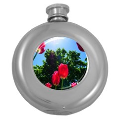 Skyward Tulips Round Hip Flask (5 Oz) by okhismakingart