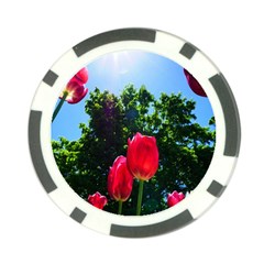 Skyward Tulips Poker Chip Card Guard by okhismakingart