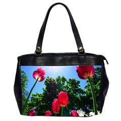 Skyward Tulips Oversize Office Handbag (2 Sides) by okhismakingart