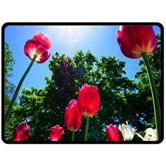 Skyward Tulips Fleece Blanket (large)  by okhismakingart