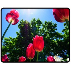 Skyward Tulips Fleece Blanket (medium)  by okhismakingart