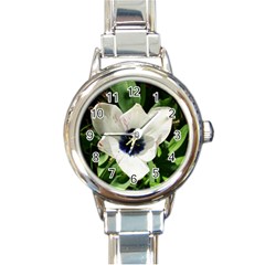 Blue Centered Tulip Round Italian Charm Watch by okhismakingart