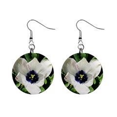 Blue Centered Tulip Mini Button Earrings