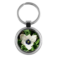 Blue Centered Tulip Key Chain (round)