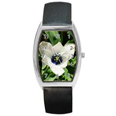 Blue Centered Tulip Barrel Style Metal Watch