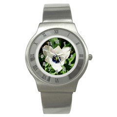 Blue Centered Tulip Stainless Steel Watch by okhismakingart