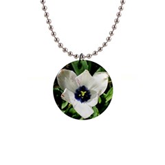 Blue Centered Tulip 1  Button Necklace by okhismakingart