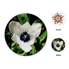 Blue Centered Tulip Playing Cards Single Design (Round)