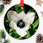 Blue Centered Tulip Round Ornament (Two Sides) Back