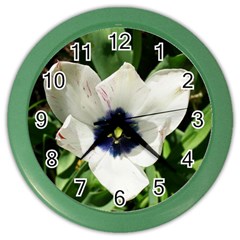 Blue Centered Tulip Color Wall Clock