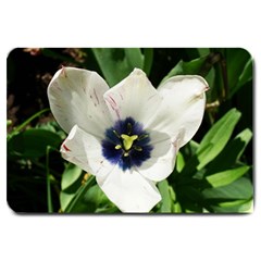 Blue Centered Tulip Large Doormat  by okhismakingart