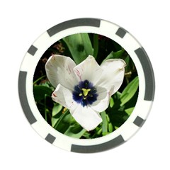 Blue Centered Tulip Poker Chip Card Guard by okhismakingart