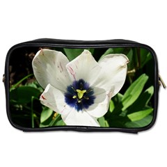 Blue Centered Tulip Toiletries Bag (two Sides) by okhismakingart