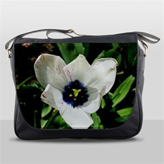 Blue Centered Tulip Messenger Bag by okhismakingart