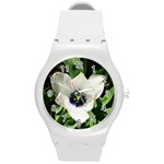 Blue Centered Tulip Round Plastic Sport Watch (M) Front