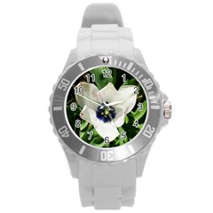 Blue Centered Tulip Round Plastic Sport Watch (L)