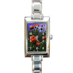 Poppy Field Rectangle Italian Charm Watch by okhismakingart