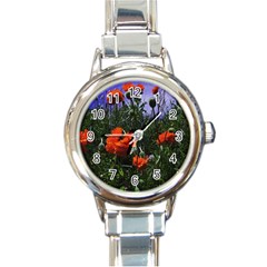 Poppy Field Round Italian Charm Watch by okhismakingart