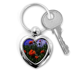 Poppy Field Key Chain (heart) by okhismakingart