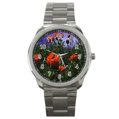 Poppy Field Sport Metal Watch by okhismakingart