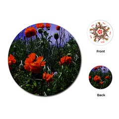 Poppy Field Playing Cards Single Design (round) by okhismakingart