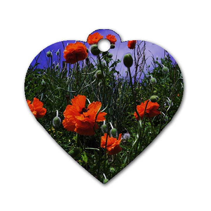 Poppy Field Dog Tag Heart (One Side)