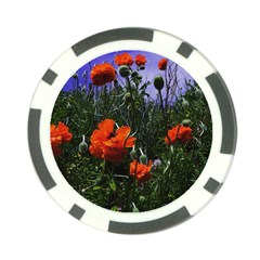 Poppy Field Poker Chip Card Guard by okhismakingart