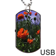 Poppy Field Dog Tag Usb Flash (one Side) by okhismakingart