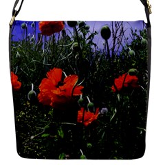 Poppy Field Flap Closure Messenger Bag (s) by okhismakingart