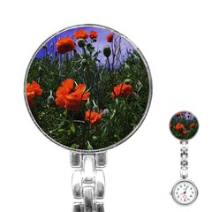 Poppy Field Stainless Steel Nurses Watch by okhismakingart