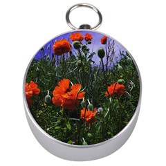 Poppy Field Silver Compasses by okhismakingart