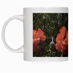 Faded Poppy Field  White Mugs by okhismakingart