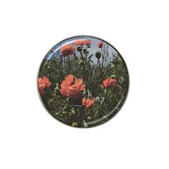 Faded Poppy Field  Hat Clip Ball Marker (4 Pack) by okhismakingart