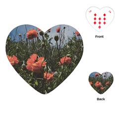 Faded Poppy Field  Playing Cards Single Design (heart)