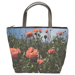 Faded Poppy Field  Bucket Bag by okhismakingart