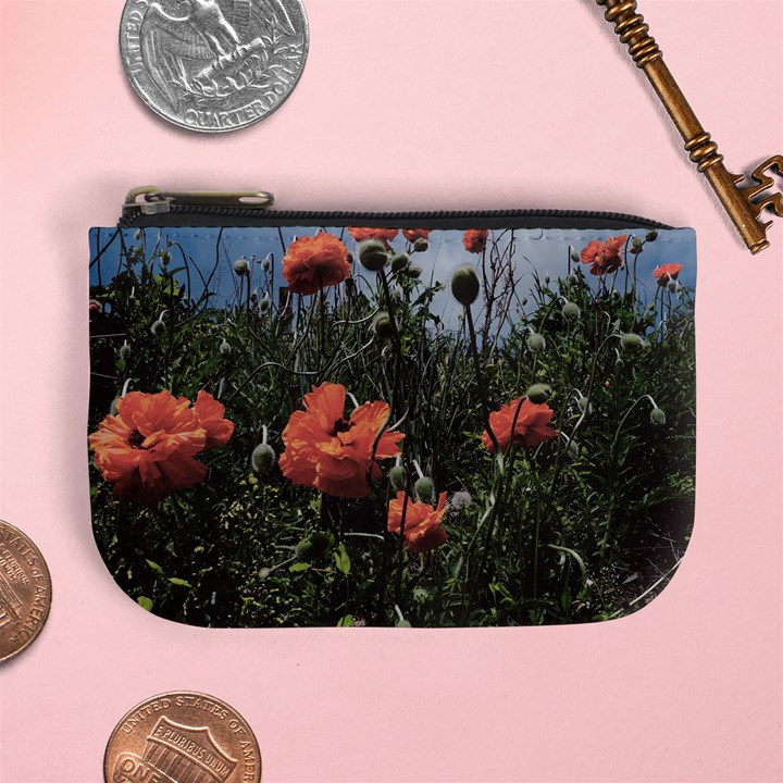 Faded Poppy Field  Mini Coin Purse