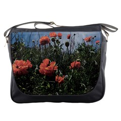 Faded Poppy Field  Messenger Bag by okhismakingart