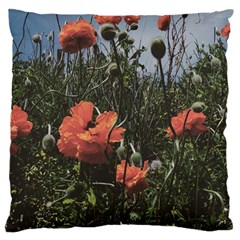 Faded Poppy Field  Large Cushion Case (one Side) by okhismakingart