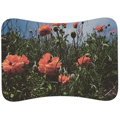 Faded Poppy Field  Velour Seat Head Rest Cushion by okhismakingart