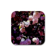 Purple Snowballs Rubber Square Coaster (4 Pack)  by okhismakingart