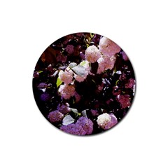 Purple Snowballs Rubber Coaster (round)  by okhismakingart