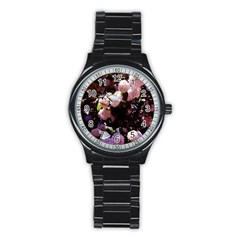 Purple Snowballs Stainless Steel Round Watch by okhismakingart