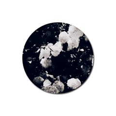 High Contrast Black And White Snowballs Ii Rubber Round Coaster (4 Pack)  by okhismakingart