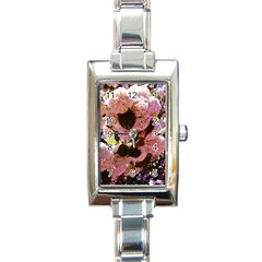 Pink Snowballs Rectangle Italian Charm Watch by okhismakingart